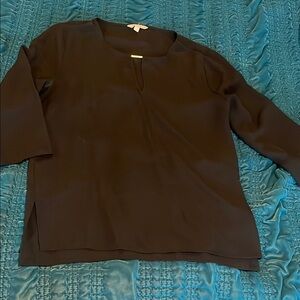 Banana Republic Black 3/4 Sleeve Relaxed Blouse with Mandarin Collar